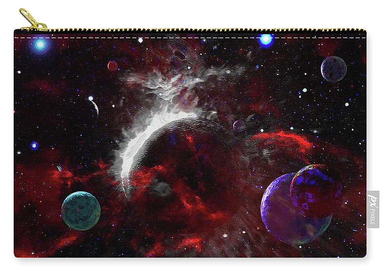  Zip Pouch featuring the digital art Cataclysm of Planets by Don White Artdreamer