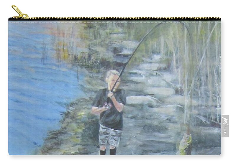 Painting Zip Pouch featuring the painting Catch of the Day by Paula Pagliughi