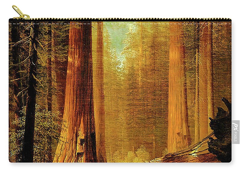 Overstory Zip Pouch featuring the painting Cathedral Forest by Eric Glaser