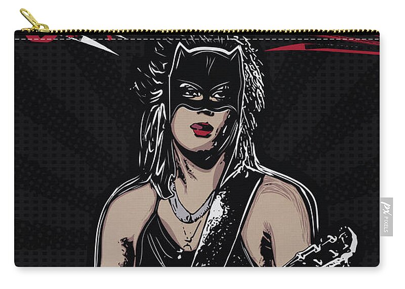 Joan Jett Zip Pouch featuring the digital art Cativity Girl Issue No.1993 by Christina Rick
