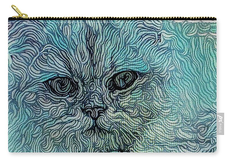 Cat Zip Pouch featuring the digital art Catmerized by Stefan Duncan