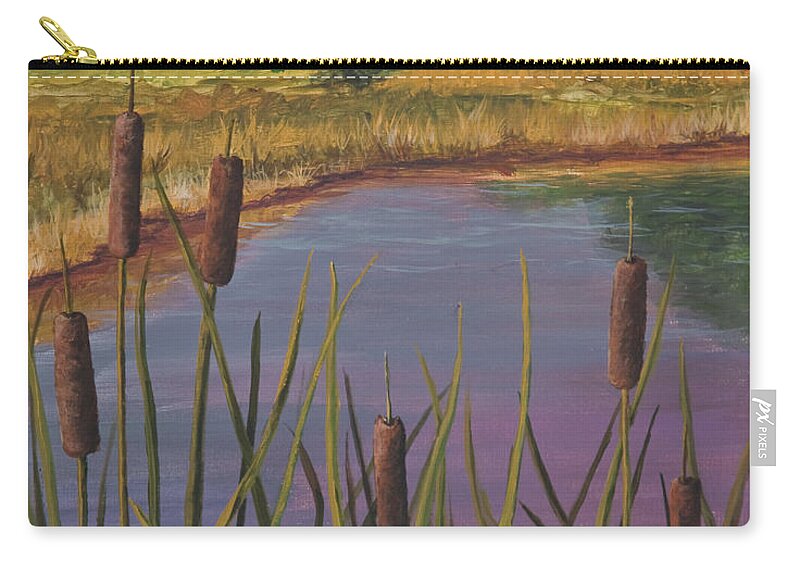 Landscape Carry-all Pouch featuring the painting Cattails by Darice Machel McGuire