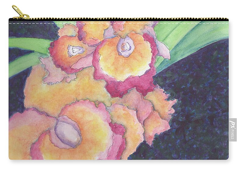 Orchids Zip Pouch featuring the painting Cattleya Orchids by Anne Katzeff