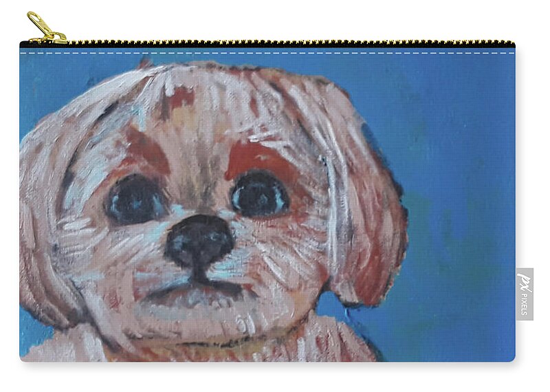 Dog Zip Pouch featuring the painting Caught in the Act by Gabby Tary