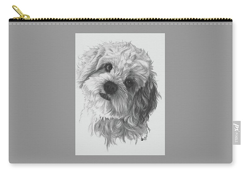 Designer Dog Zip Pouch featuring the drawing Cava-Chon by Barbara Keith