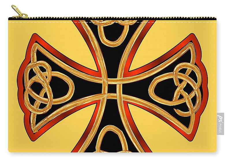 Britian Zip Pouch featuring the photograph Celtic Cross In Yellow by Theresa Tahara