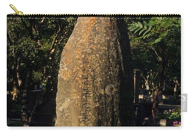 Menhir Zip Pouch featuring the photograph Cemetery stone by Lisa Mutch