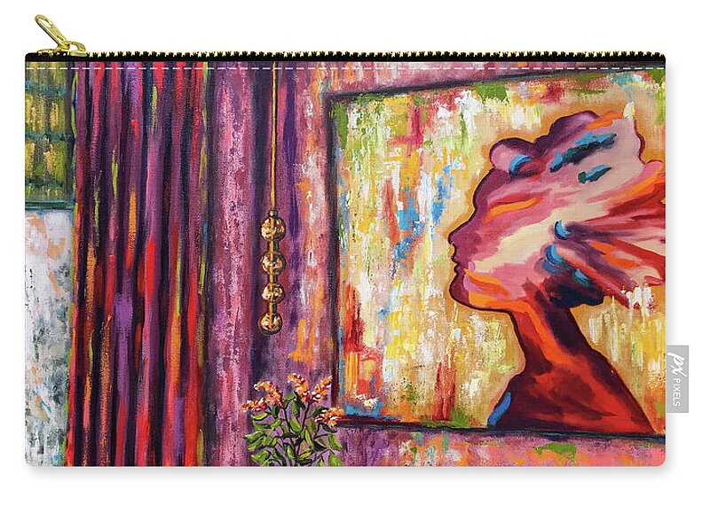 Original Oil Painting Zip Pouch featuring the painting Center of Attention by Sherrell Rodgers