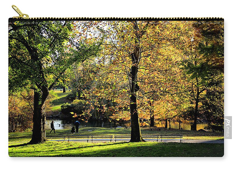 Central Park Carry-all Pouch featuring the photograph Central Park Autumn No.2 by Steve Ember