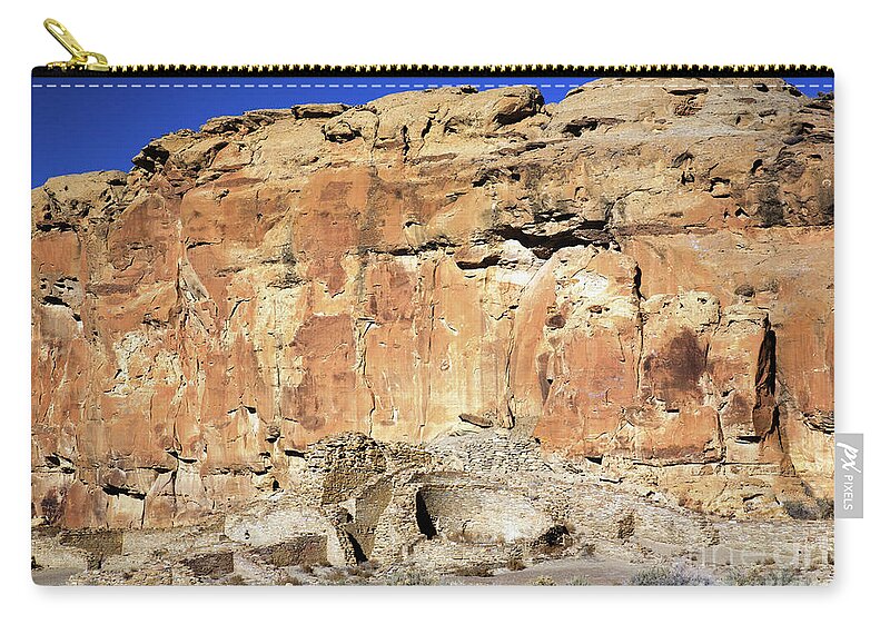 4 Corners Zip Pouch featuring the photograph Chaco Canyon by David Little-Smith