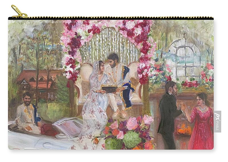 Wedding Painting Zip Pouch featuring the painting Chagani Gill Wedding Story by Ann Bailey