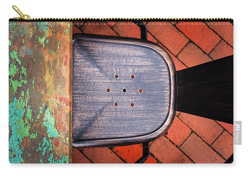 Table Zip Pouch featuring the photograph Chair And Table On The Street by Gary Slawsky