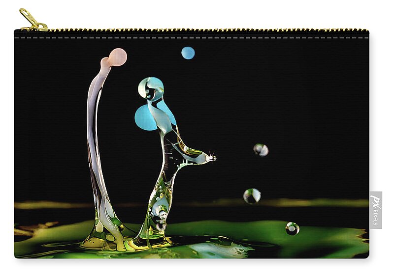 Water Drop Collision Zip Pouch featuring the photograph Chance Encounter by Michael McKenney