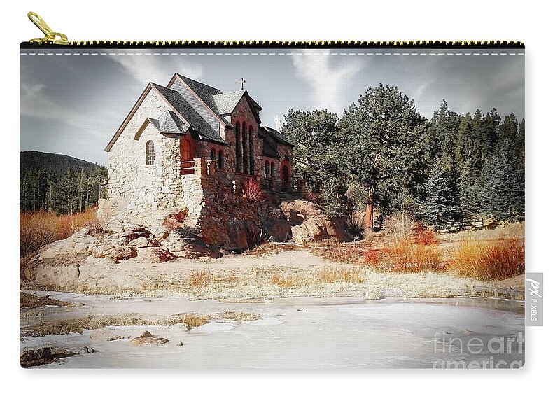 Chapel On The Rock Zip Pouch featuring the photograph Chapel on the Rock Colorado by Veronica Batterson