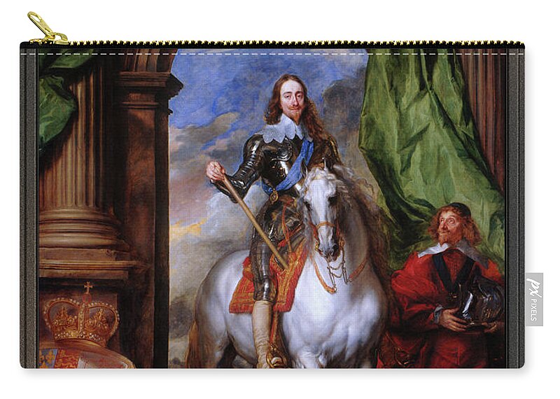 Charles I Zip Pouch featuring the painting Charles I with M. de St Antoine by Anthony van Dyck by Rolando Burbon