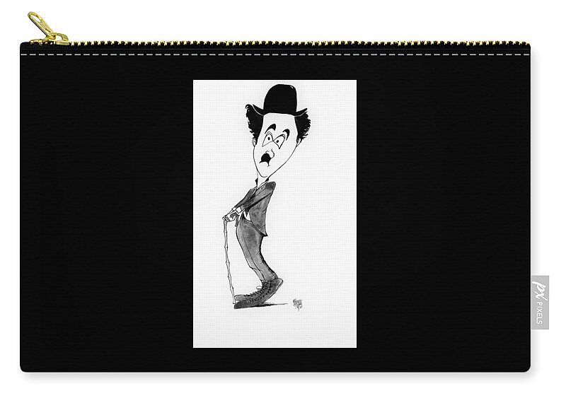 Classic Carry-all Pouch featuring the drawing Charlie Chaplin 2 by Michael Hopkins