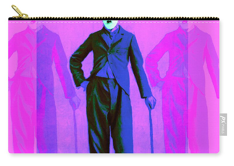Wingsdomain Zip Pouch featuring the mixed media Charlie Chaplin The Tramp Three 20130216m108-z by Wingsdomain Art and Photography