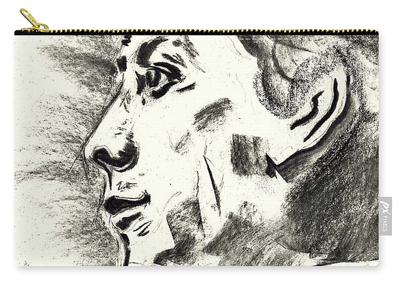 Charlie Watts Tribute Zip Pouch featuring the drawing Charlie Watts Tribute The Drummer as a Young Man by Brian Sereda