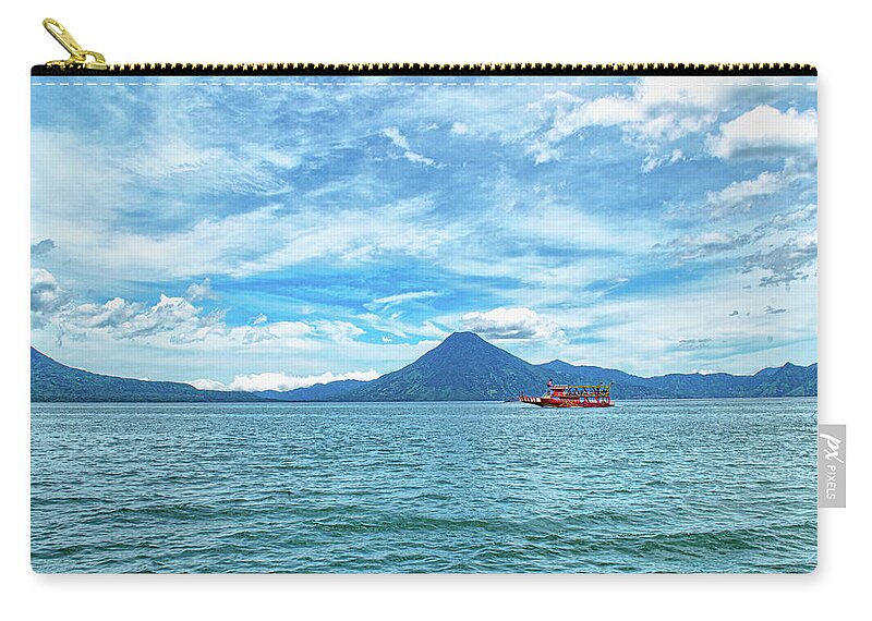 Lake Atitlan Zip Pouch featuring the photograph Charter Boat Guatemala, Lake Atitlan, Guatemala by Totto Ponce