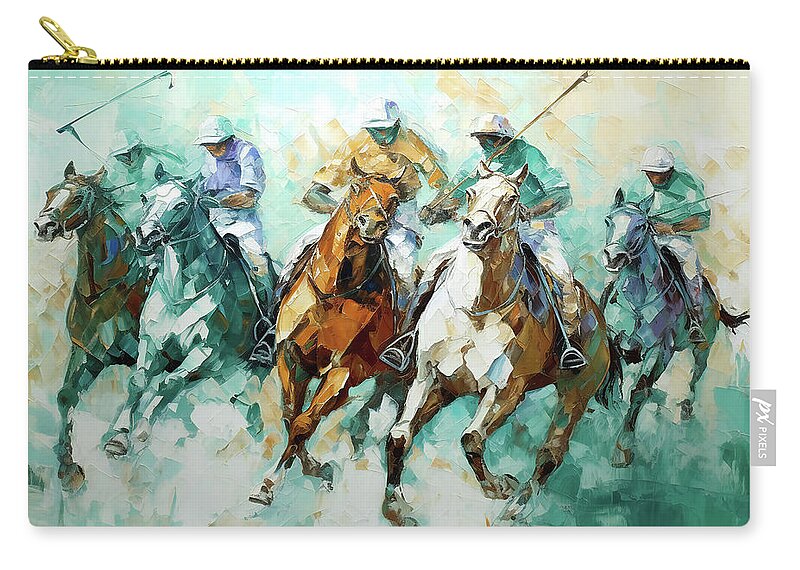 Polo Zip Pouch featuring the digital art Chasing the Ball by Caito Junqueira