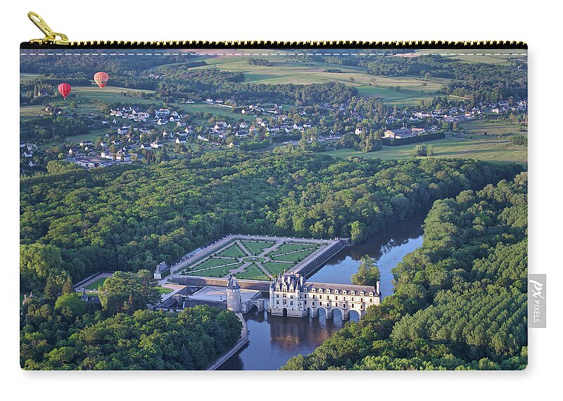 Chenonceau Zip Pouch featuring the photograph Chateau de Chenonceau From Above by Matthew DeGrushe