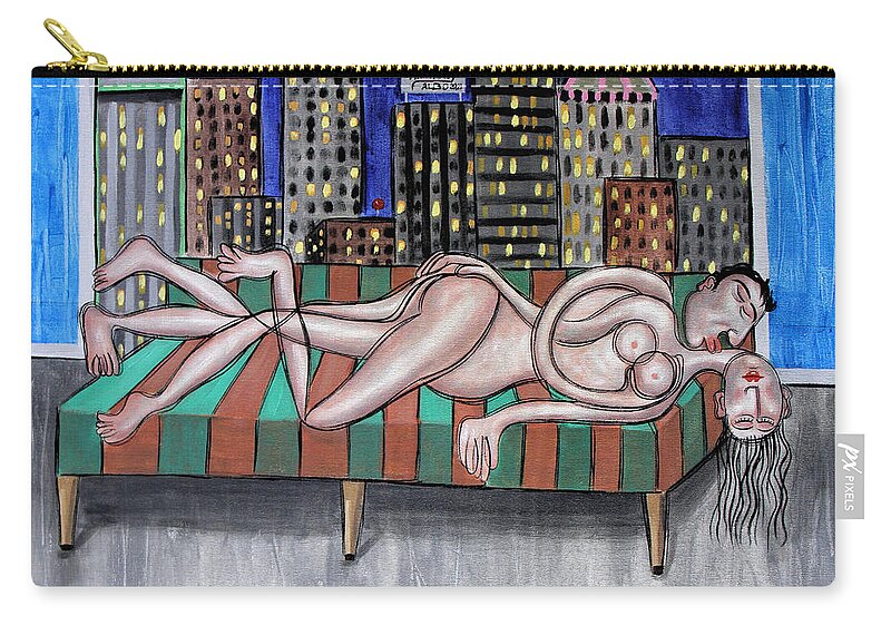 Nude Zip Pouch featuring the painting Cheap Room With A View by Anthony Falbo