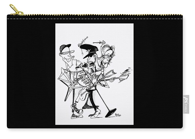 Caricature Zip Pouch featuring the drawing Cheap Trick by Michael Hopkins