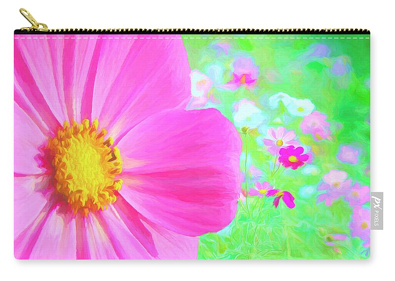 Cosmos Zip Pouch featuring the digital art Cheerful Cosmos Garden by Susan Hope Finley