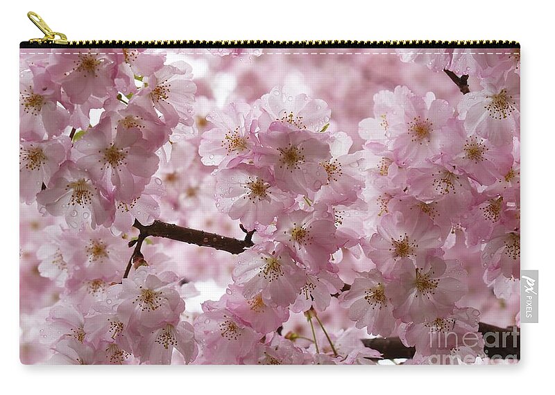 Cherry Blossoms Carry-all Pouch featuring the photograph Pink Petals and Raindrops by Stefania Caracciolo