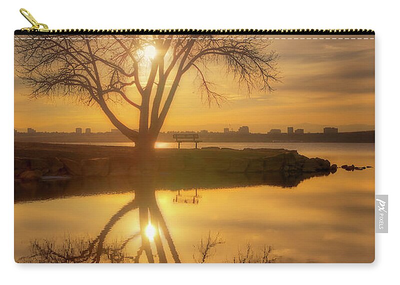 Trees Zip Pouch featuring the photograph Cherry Creek Sunset by Darren White