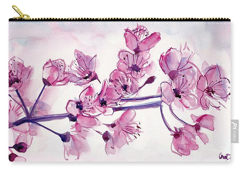 Cherry Carry-all Pouch featuring the painting Cherry Flowers by George Cret