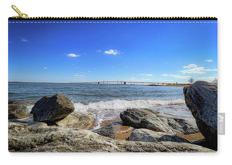 Bridge Zip Pouch featuring the photograph Chesapeake Bay Bridge by Lora J Wilson