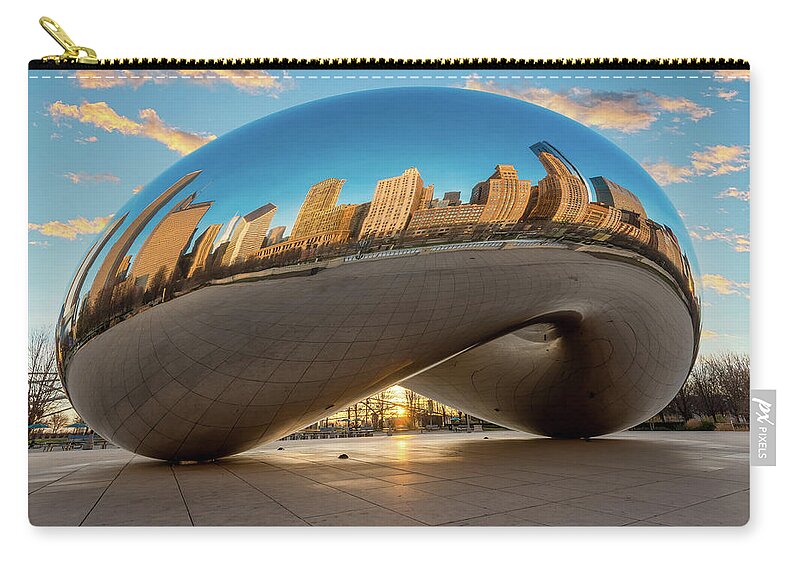 Chicago Cloud Gate Zip Pouch featuring the photograph Chicago Cloud Gate at Sunrise by Sebastian Musial