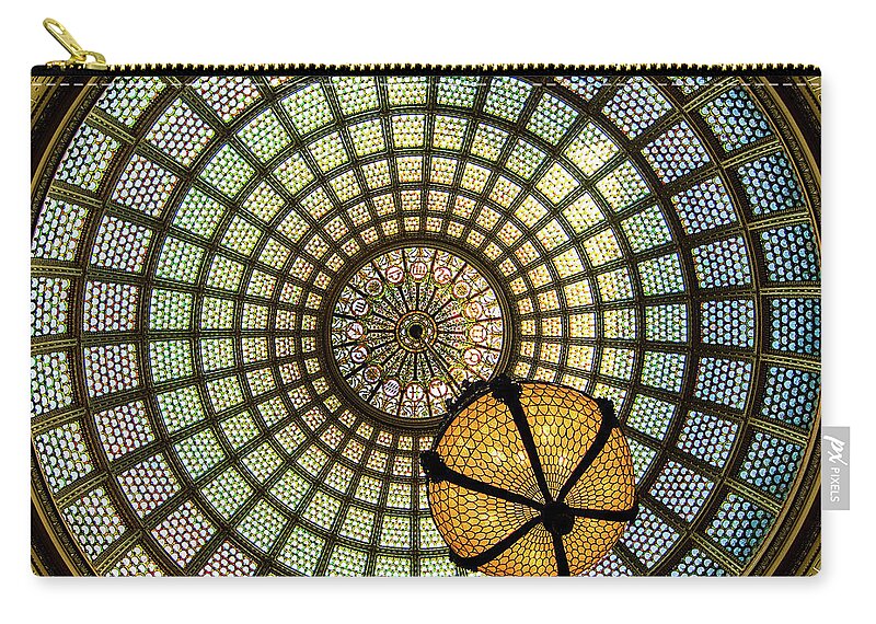 Art Zip Pouch featuring the photograph Chicago Cultural Center Dome Square by David Levin