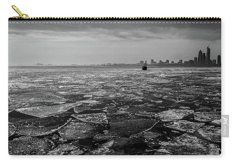 Chicago Zip Pouch featuring the photograph Chicago Ice by Stuart Manning
