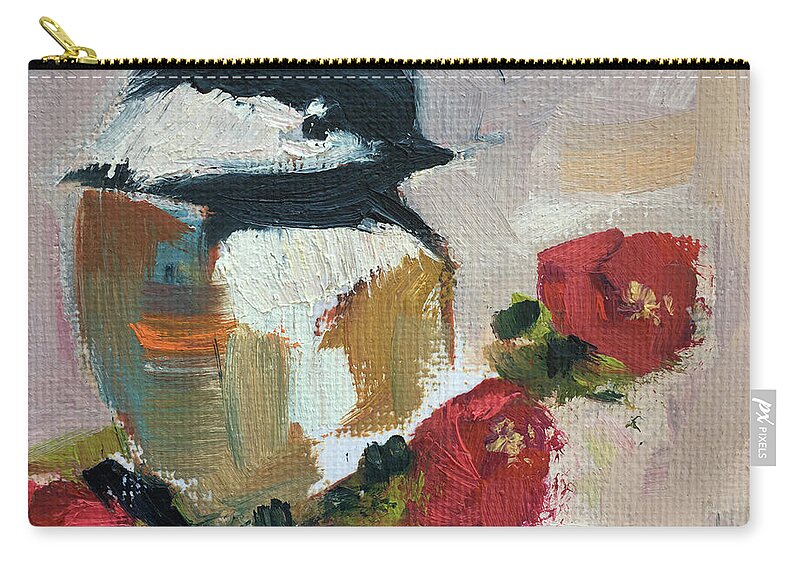 Chickadee Carry-all Pouch featuring the painting Chickadee 4 by Roxy Rich