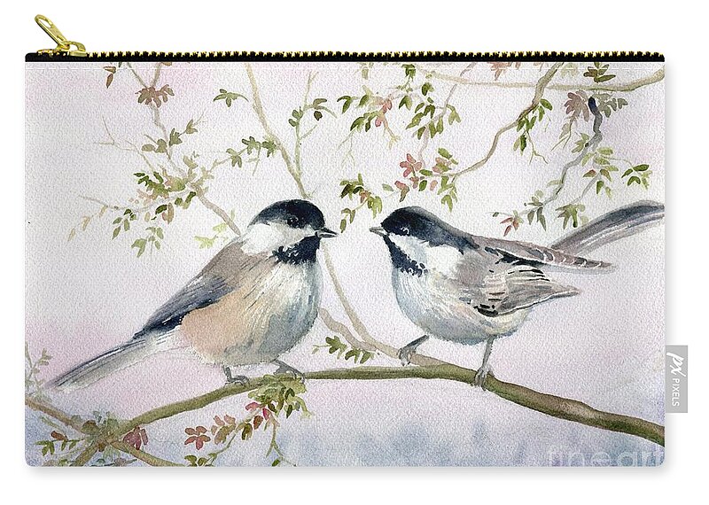 Chickadee Zip Pouch featuring the painting Chickadee Love by Melly Terpening