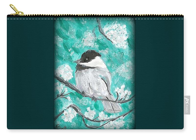 Chickadee Painting Zip Pouch featuring the painting Chickadee by Monica Resinger