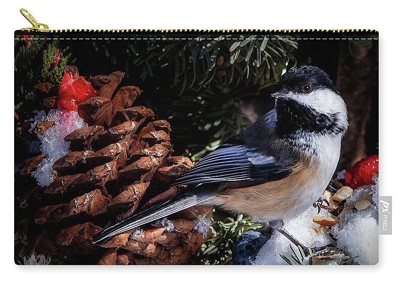 Chickadee Carry-all Pouch featuring the photograph Chickadee by Regina Muscarella