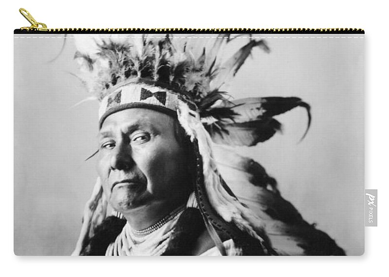 Chief Joseph Zip Pouch featuring the photograph Chief Joseph Portrait - Nez Perce Leader - 1900 by War Is Hell Store