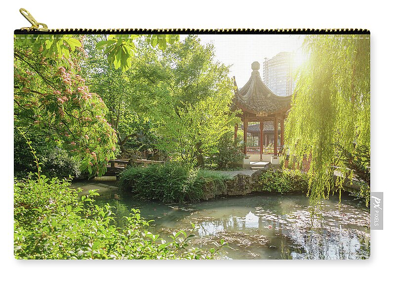 Vancouver Zip Pouch featuring the photograph Chinese garden in Vancouver by Delphimages Photo Creations