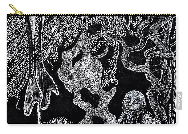 China Zip Pouch featuring the drawing Chinese Moon Light by Anna Duyunova