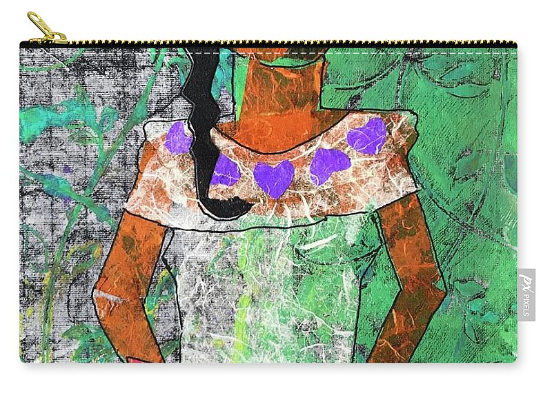 Abstract Portrait Zip Pouch featuring the painting Chiquita con Melon by Elaine Elliott