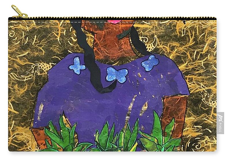 Latina Zip Pouch featuring the painting Chiquita con Pina by Elaine Elliott