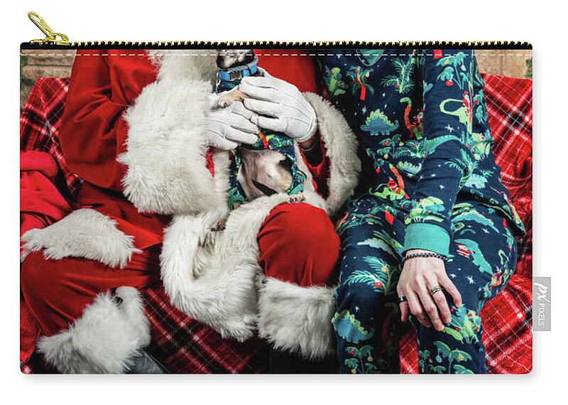 Chloe Zip Pouch featuring the photograph Chloe with Santa 3 by Christopher Holmes