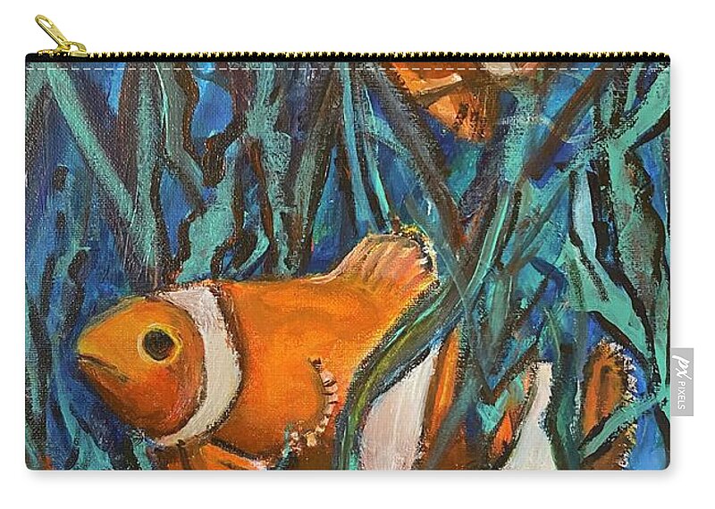Fish Swim Water Choice Path Decisions Zip Pouch featuring the painting Choosing Own Path by Kathy Bee