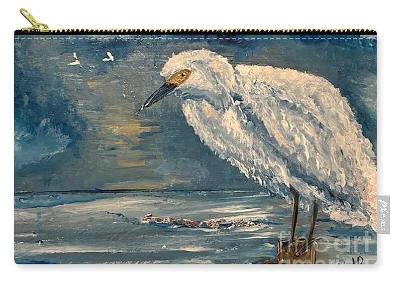 Bird Zip Pouch featuring the painting Choosing to Stay by Kathy Bee