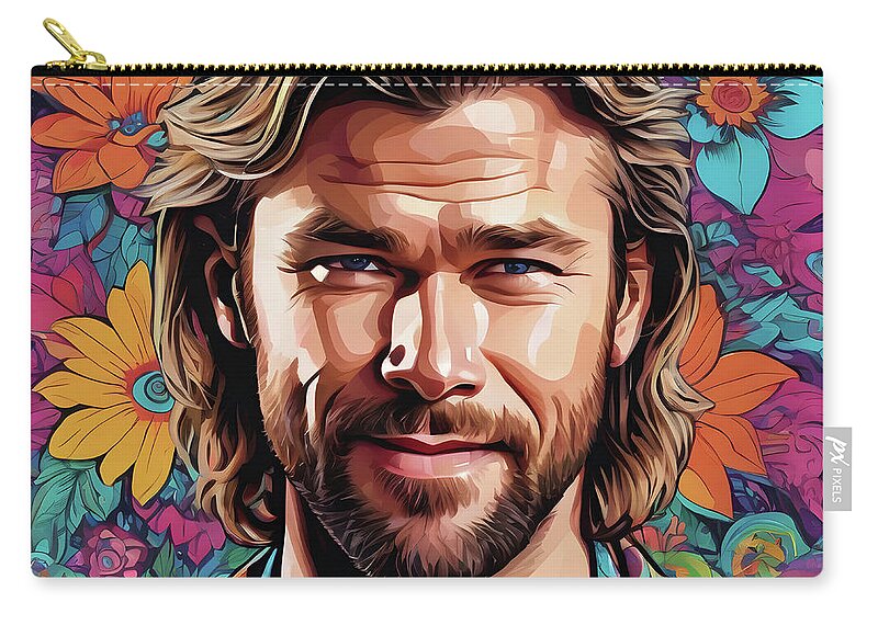 Movie Star Zip Pouch featuring the digital art Chris Hemsworth 1 by DSE Graphics