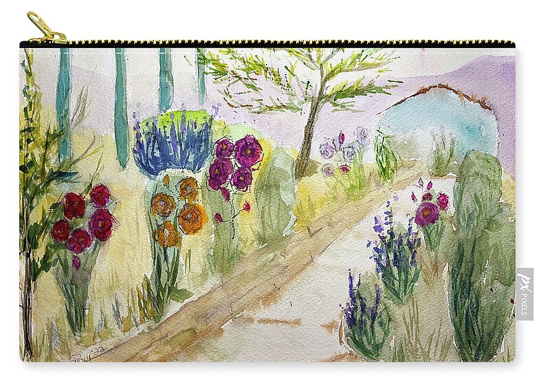 Gershon Bachus Vintners Carry-all Pouch featuring the painting Christinas Garden at GBV by Roxy Rich