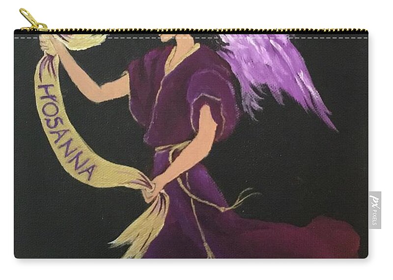 Angel Zip Pouch featuring the painting Christmas Angel by Ellen Canfield